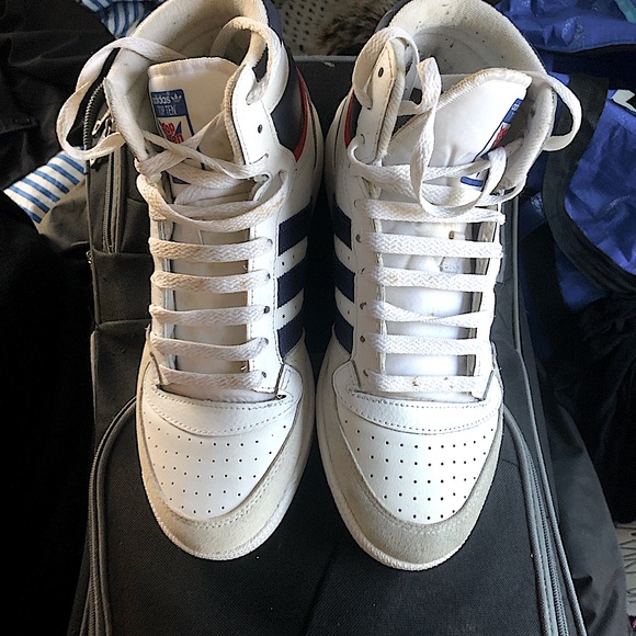 🦌Adidas Top Ten Women Men size 7.5 High Top Red/white/navy & gray GUC… 1️⃣0️⃣ - Picture 12 of 13